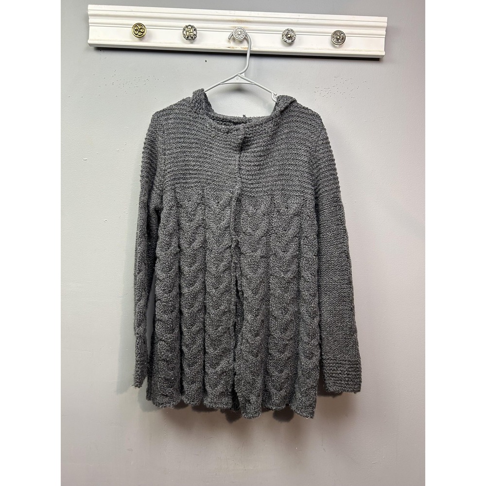 BCBGMAXAZRIA‎ Sweater Womens Medium Gray Hooded Open Front Long Knit Cardigan